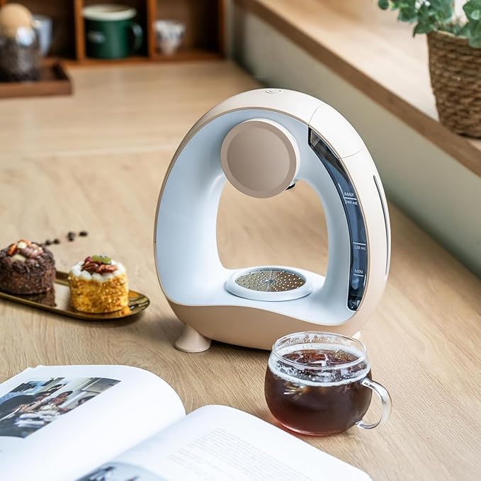 BENFUCHEN Pod and Grounds Single-Serve Coffee Maker 2 in 1 One Cup Coffee Machine Compatible with K-Cup Pod &amp Coffee Grounds/Tea Compact Design 4-8oz Champagne Color