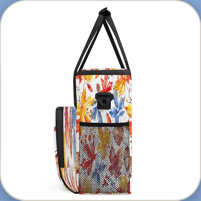 Leaves Watercolor Coffee Maker Carrying Bag Compatible with K-Mini or K-Mini Plus Portable Single Cup Coffee Maker Case with Pockets for K Cup Pods