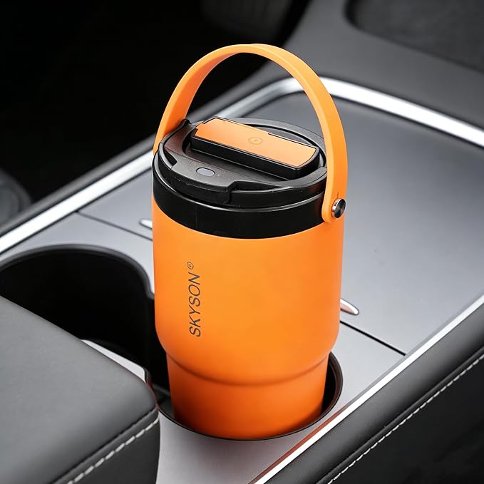 Portable Coffee Maker Mug for TravelMini Espresso Coffee Machine20 oz Thermos Cup with Lid Fast Extraction Electric Filter BrewerInsulated Stainless Steel Tumbler (Grey)