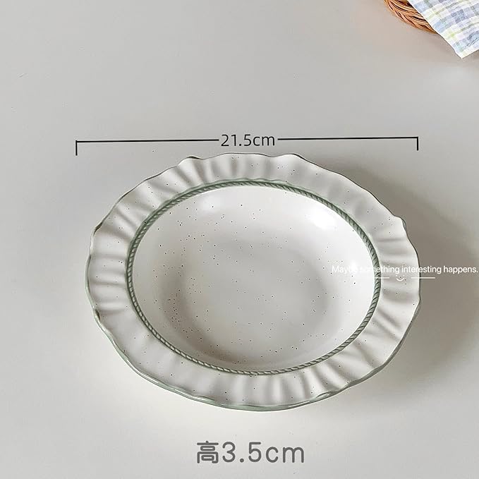 Ceramic Dinnerware Set White with Sesame Lace Design 2-Piece Set with 8.4-Inch Plate and 4.5-Inch Bowl