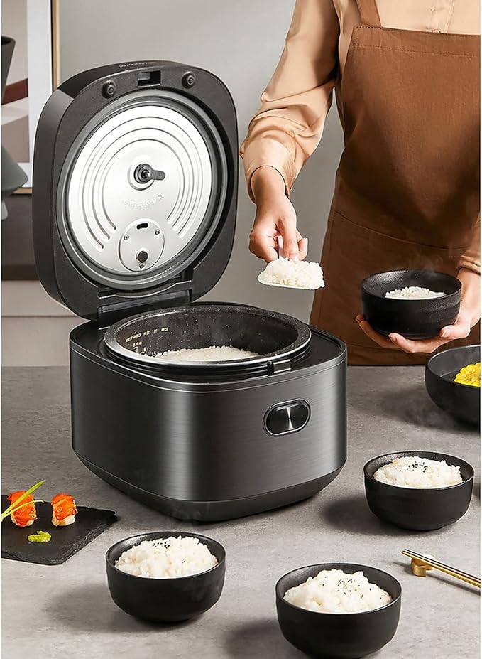Rice Cooker &amp Steamer 5L Large Capacity Maifan Stone Coated Poly Energy Non-Stick Liner Family Dormitory for 1~8 People Rice Cooker