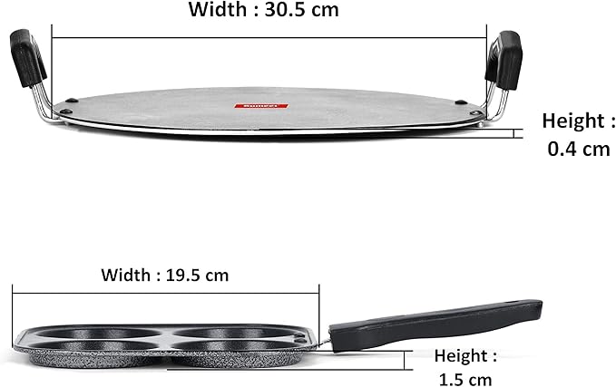 Sumeet NonStick Fedha Cookware Set (Tawa-30.5cm Dia + Mini Multi Snack Maker - 4 Cavity -19.5cm)