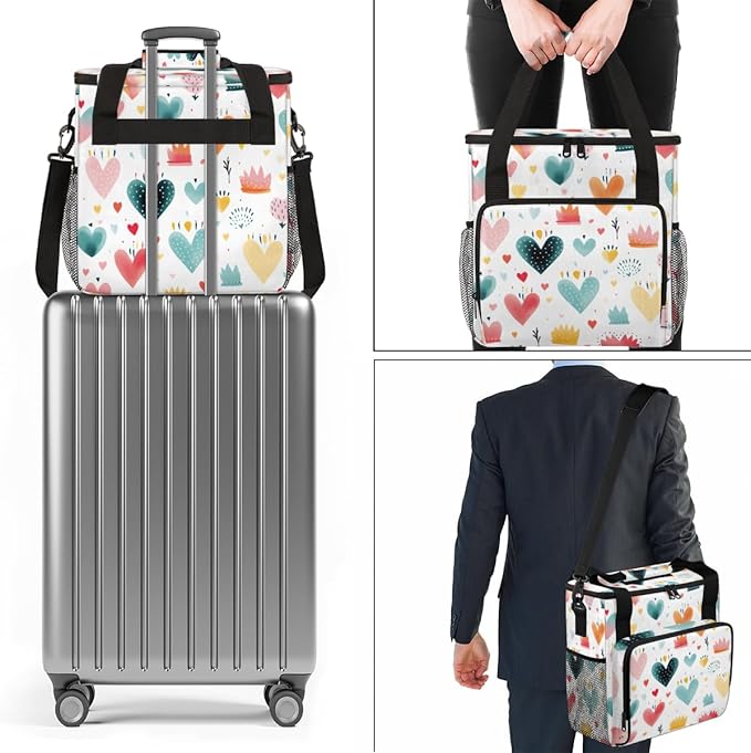 Heart Cake Coffee Maker Carrying Bag Portable Travel Storage Tote Bag Compatible with K-Mini or K-Mini Plus Single Serve Coffee Brewer Carrying Case with Multiple Pockets &amp Shoulder Strap