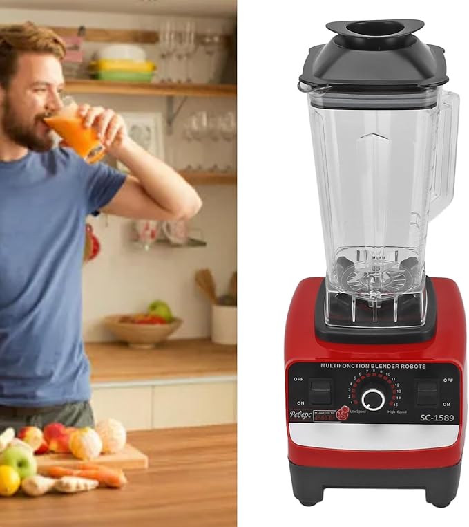 Countertop Blender 4500W Professional Blender with 6 Stainless Steel Blades Powerful Commercial Blender for Meat Ice Fruit (US Plug 110V)
