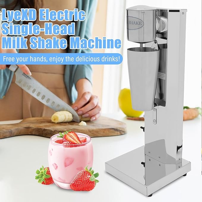 TsoLay Single Head Milkshake Maker 180W Electric Single-Head Milk Shake Machine with 650ml Cup 18000RMP Speed Adjustable Stainless Steel for Protein Shakes and Mixing Drink