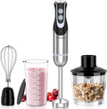 FRESKO Immersion Blender Handheld 4-in-1 Stainless Steel Hand Electric Stick Mixer with 12-Speeds &amp Turbo Mode Powerful 500W Emulsion Blender with Beaker Chopper &amp Whisk