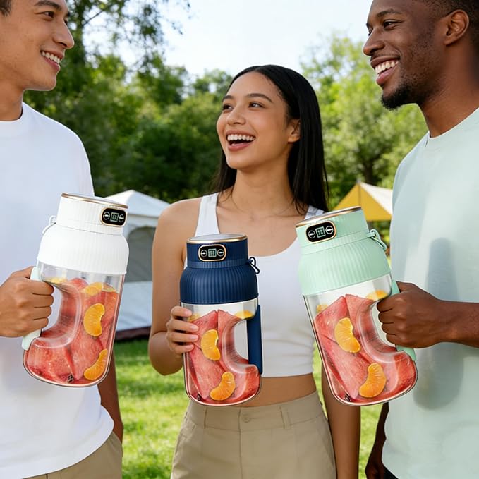Personal Blender for Shakes and Smoothies 40oz Large Capacity with Smart Display USB Rechargeable Leakproof Portable with Sporty Strap for Travel Gym Office &amp Outdoor Use (white)