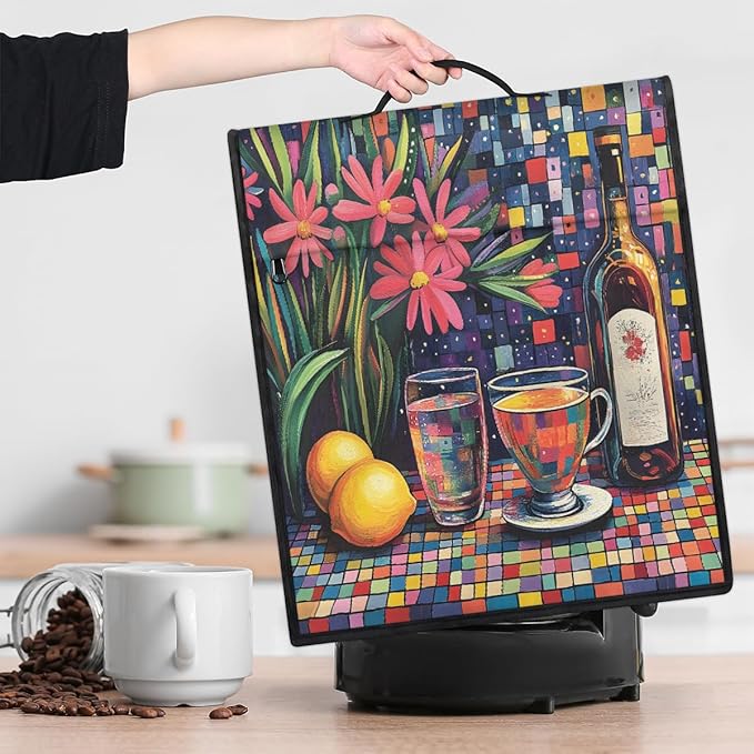 cfpolar Kitchen Aid Mixer Cover Compatible with 6-8 Quarts Flower Lemon Oil Painting Stand Mixer Cover Kitchen Aid Mixers Accessories Appliance Organizer Bag Dust Covers with Zipper Pocket