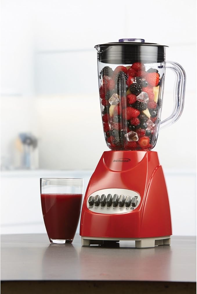 Brentwood JB-220R 12-Speed + Pulse Blender Red
