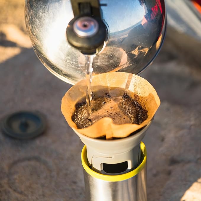 WACACO Cuppamoka Coffee Pot Portable Drip Coffee Maker Pour Over Coffee Machine with 10 Cone Paper Filters Manually Operated Stainless Steel Coffee Brewer 10 fl oz