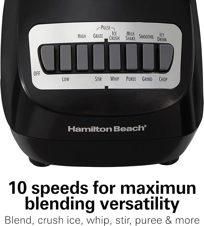 Hamilton Beach 56 Ounce 650W 10 Speed &amp Pulse Countertop Smoothie Blender Black
