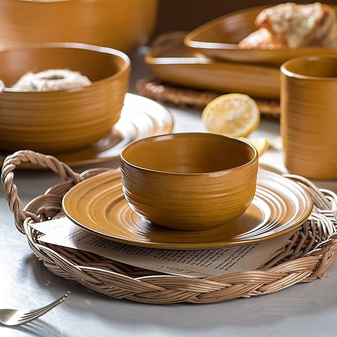 Dinnerware Sets - Luxury Gift Dishes Service Set 38 Pieces Japanese-Style Kiln Change Glaze Dinnerware Set | Porcelain Matte Cereal Bowl and Steak Plate for Special Restaurant