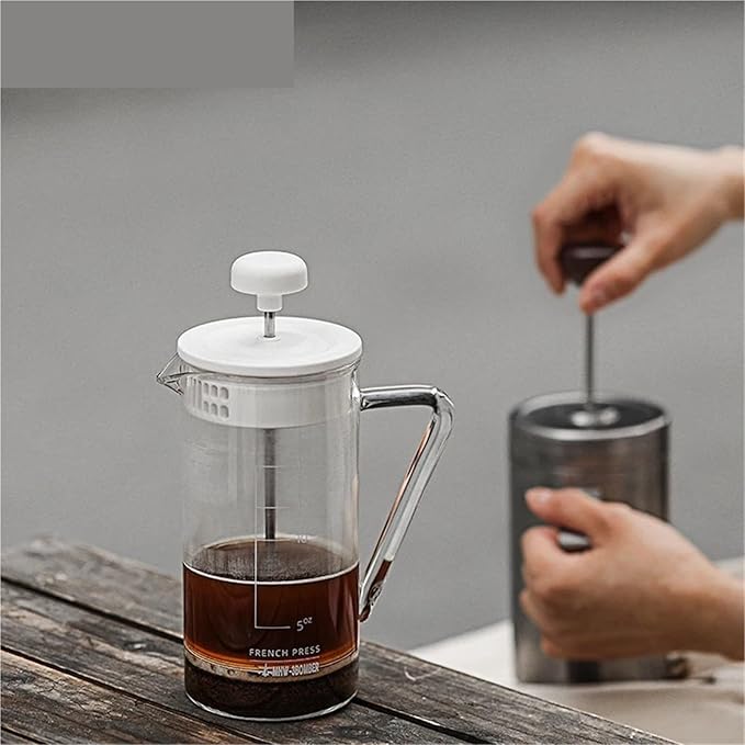 3BOMBER 15 OZ French Press Coffee Maker Clear Cold Brew Heat Resistant Durable Portable Camping Travel Coffee Pot Gifts(White-1)