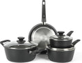 Oster Connelly 7 Piece Aluminum Premium Nonstick Pots and Pans Cookware Set W/Induction &amp Bakelite Stay Cool Handle - Black