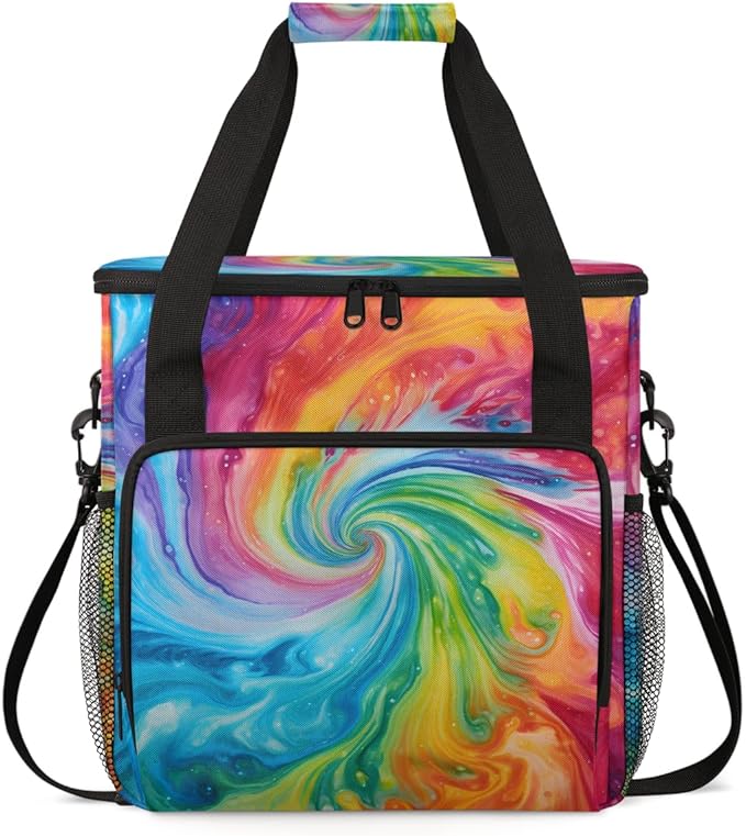 Tie Dyeing Coffee Maker Carrying Bag Blue Green Portable Travel Storage Tote Bag Compatible with K-Mini or K-Mini Plus Single Serve Coffee Brewer Carrying Case with Multiple Pockets &amp Shoulder S
