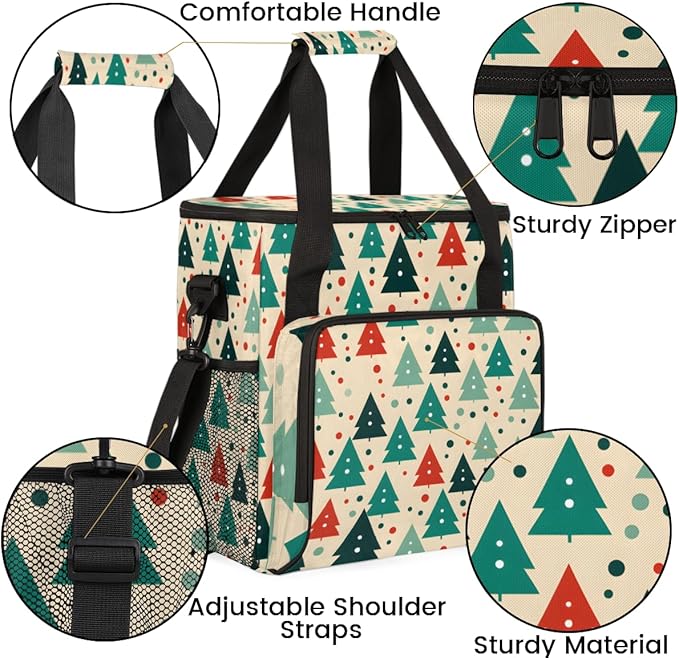 Cartoon Tree Coffee Maker Carrying Bag Xmas Tree Travel Storage Bag Compatible with K-Mini or K-Mini Plus Single Serve Coffee Brewer Carrying Case with Multiple Pockets &amp Shoulder Strap