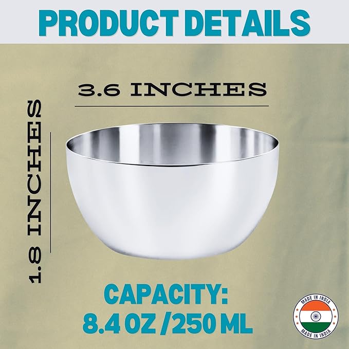 Stainless Steel Plates and Bowls Set 12 Pieces Steel Dinnerware set for 4 Metal Reusable Camping Dishes Kitchen Dinner Trays &amp 10 Oz Snack Bowls Dishwasher Safe (Heavy 6.5 Lbs)
