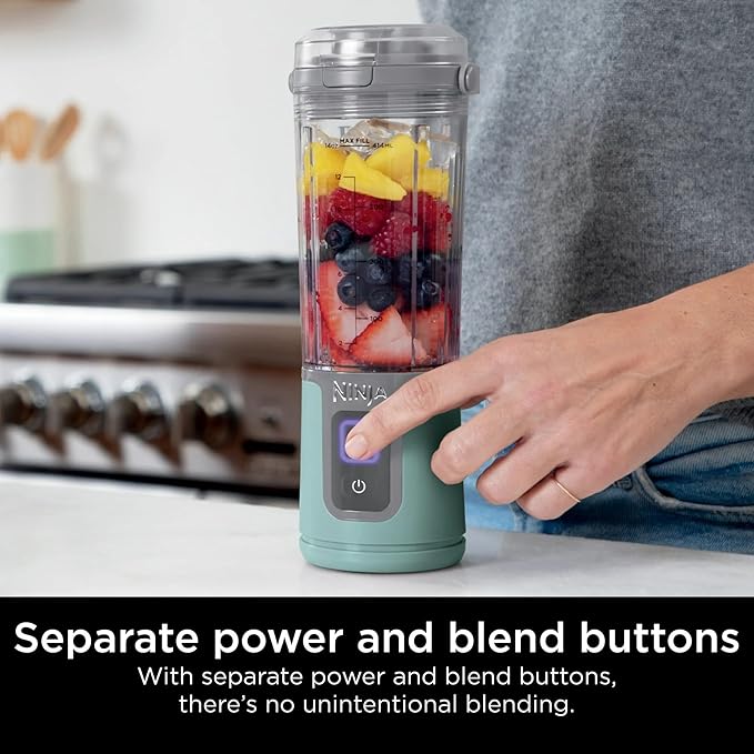 Ninja Blast 16 oz. Personal Portable Blender with Leak Proof Lid and Easy Sip Spout Perfect for Smoothies Cordless USB-C Rechargeable Dishwasher Safe Parts (Renewed) (Forest Green)