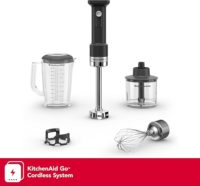 KitchenAid Go Cordless Hand Blender with Accessories - battery sold separately KHBRV05 Black Matte