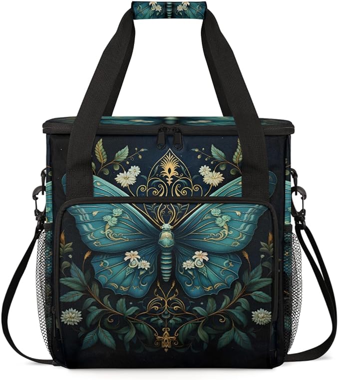 Gothic Butterfly Coffee Maker Carrying Bag Gorgeous Butterfly Travel Storage Bag Compatible with K-Mini or K-Mini Plus Single Serve Coffee Brewer Carrying Case with Multiple Pockets &amp Shoulder S