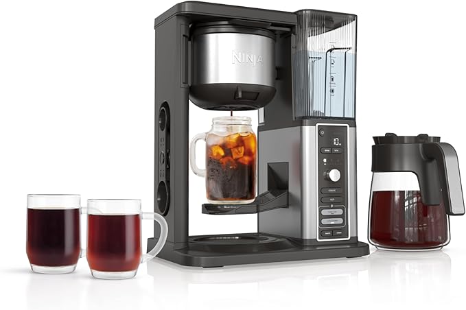 Ninja Hot &amp Iced XL Coffee Maker with Rapid Cold Brew 4 Brew Styles 8 Sizes Small Cup to Travel Mug Single-Serve Coffee Brewer 12-Cup Carafe Permanent Filter Removable Reservoir Black CM37