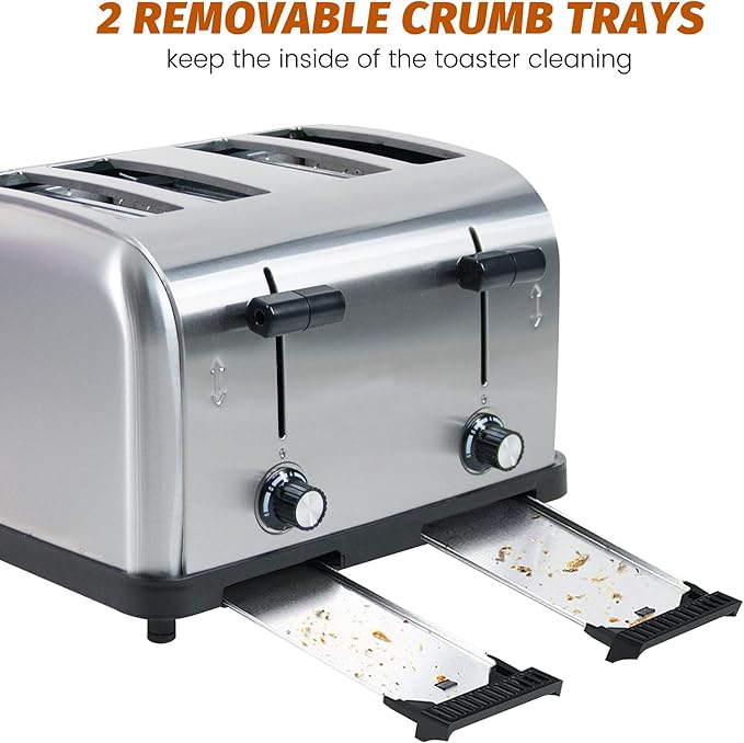 Clivia Commercial Toaster for Restaurant 4 Slice ToasterCommercial Bread Heating Machine Automatic Pop-UpStainless Steel Bread OvensSilver
