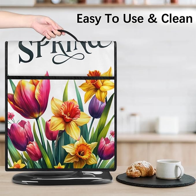 cfpolar Kitchen Aid Mixer Cover Compatible with 6-8 Quarts Spring Yellow Flowers Stand Mixer Cover Kitchen Aid Mixers Accessories Appliance Organizer Bag Dust Covers with Zipper Pocket