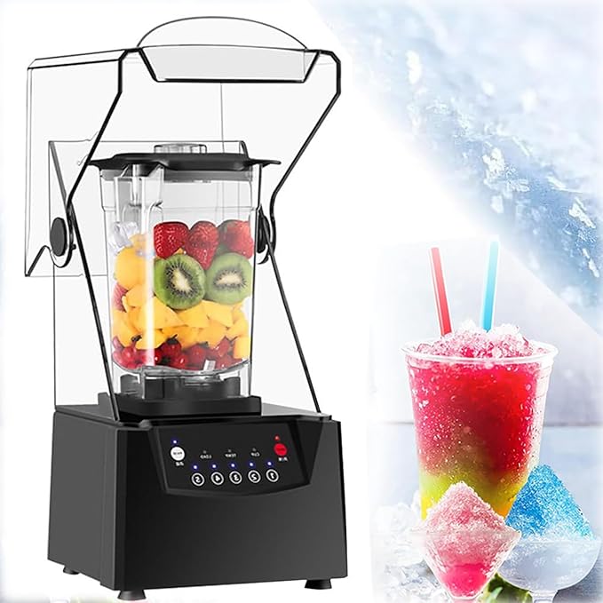 2200W Professional Smoothie Blender 2000mL Stand Blender with Soundproof Shield and 6 Blades Automatic Cleaning Commercial Countertop Blender for Kitchen Fruits Shakes Smoothies