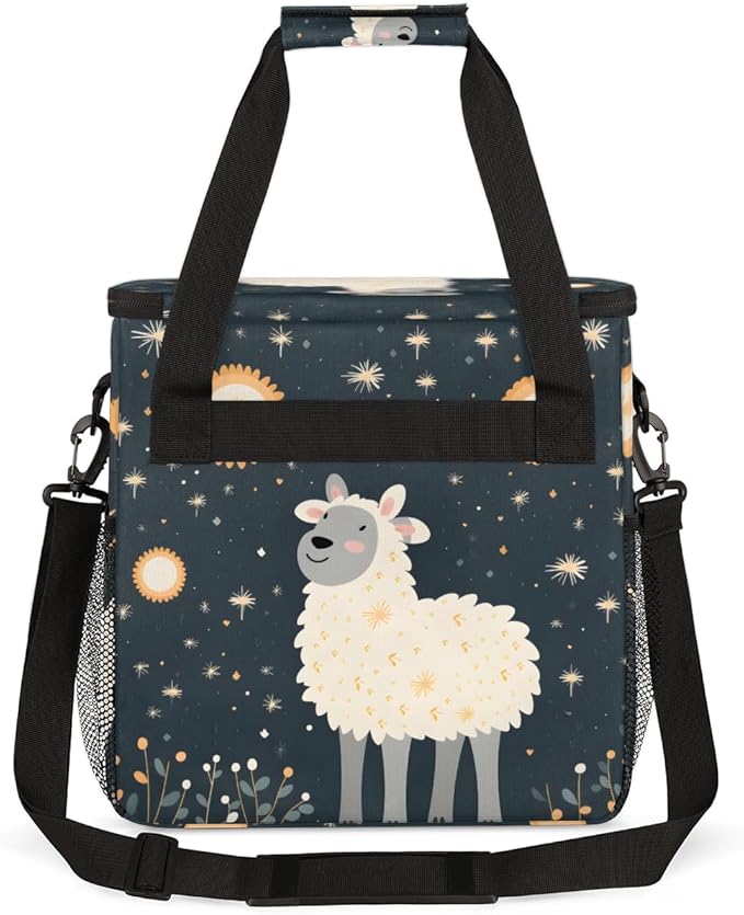 Cute Sheep Coffee Maker Carrying Bag Night Flowers Travel Storage Bag Compatible with K-Mini or K-Mini Plus Single Serve Coffee Brewer Carrying Case with Multiple Pockets &amp Shoulder Strap