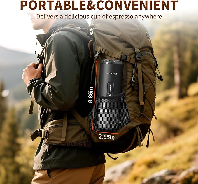 Stainless Steel Portable Espresso Maker – 20Bar 7500mAh Rechargeable 3-in-1 for Nespresso/DG Capsules &amp Ground Coffee Self-Heating Best Value for Camping Car Travel (Black)