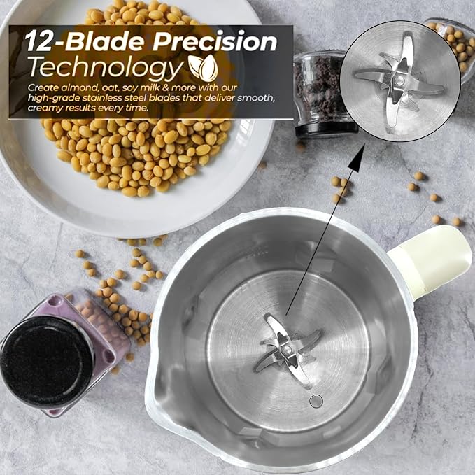 8-in-1 Automatic Soy Nut Milk Maker40oz Soy Milk Maker for Homemade AlmondOatSoy MilkRice PasteComplementary FoodJuiceMilk Maker Machine with Delay Start/Keep Warm/Self Clean/Boil Water