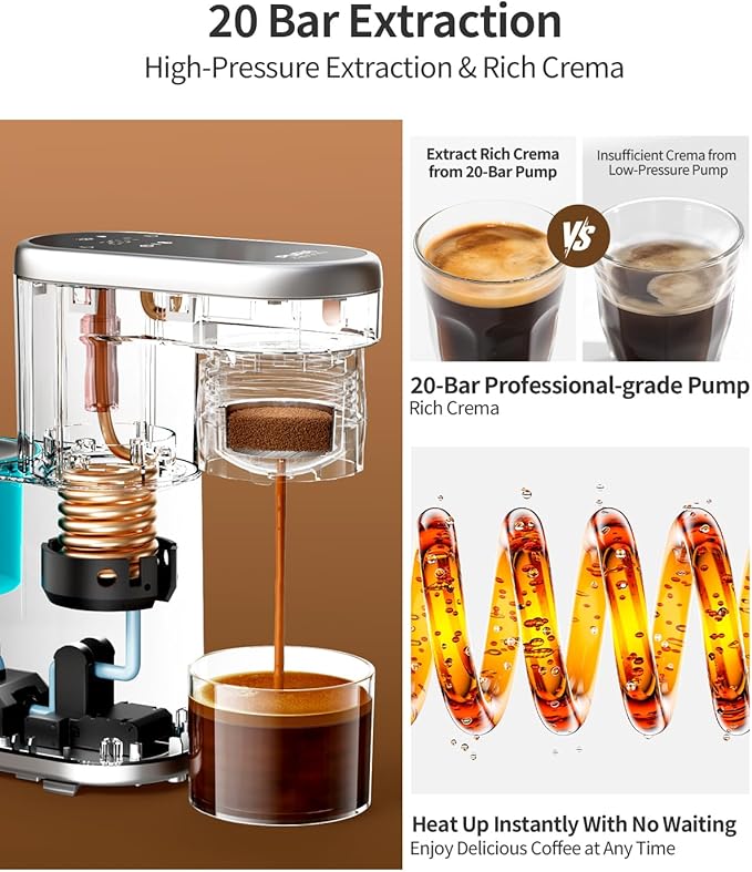C1 Pro Compact Mini Espresso Machine with NS Capsule &amp Ground Coffee Rechargeable Portable Espresso Maker Electric Small Espresso Machine for Travel RV Car Camping Hiking Office Home with Rich C