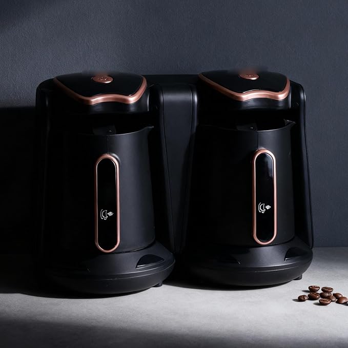 Dpofirs Turkish Coffee Maker Electric Machine Dual Pot Design with Adjustable Temperature 1200W Fast Heating Coffee Pot for Home Office Brewing