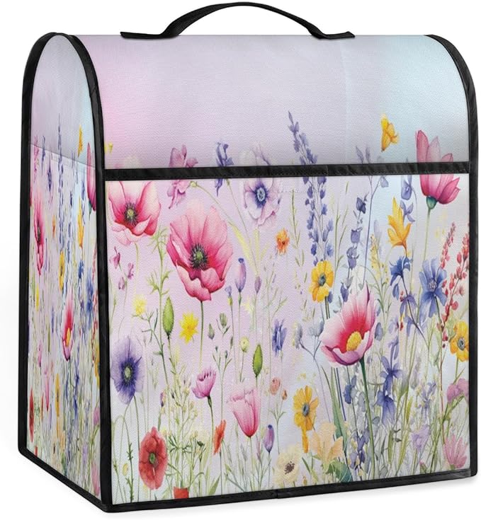 cfpolar Kitchen Aid Mixer Cover Compatible with 6-8 Quarts Flower Colorful Floral Stand Mixer Cover Kitchen Aid Mixers Accessories Appliance Organizer Bag Dust Covers with Zipper Pocket