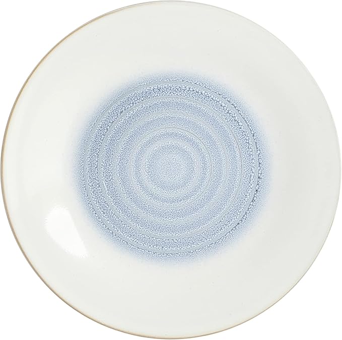 Spiral Embossed 16 Piece Stoneware Dinnerware Set – Rustic Reactive Glaze Plates Bowls &amp Mugs Microwave &amp Dishwasher Safe (Blue)