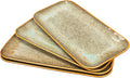 Ceramic Dinner Plates Dish Set Set of 4 Microwave Oven and Dishwasher SafeScratch Resistant Dinnerware Kitchen Porcelain Serving Dishes Brown glaze change 12.4 Inch Rectangle plate