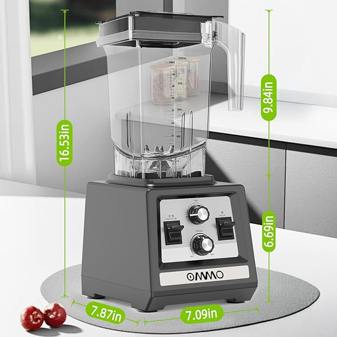 OMMO Blender for Smoothies: 1800W Peak Blenders for Kitchen 68oz BPA-Free Pitcher Timer &amp Speed Control 6 Stainless Steel Blades Dishwasher Safe Blender for Ice Crush/Smoothies/Frozen Drinks/B