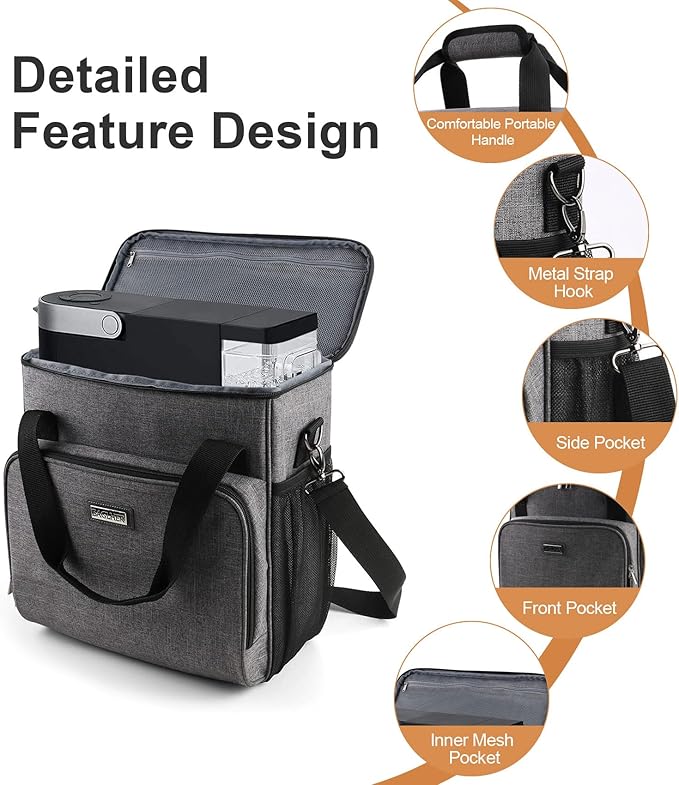 BAGLHER Coffee Maker Travel Bag Compatible with Keurig K-Slim Keurig K-Supreme or Other Accessories Portable Coffee Maker Case with Shoulder Strap for Travel Grey