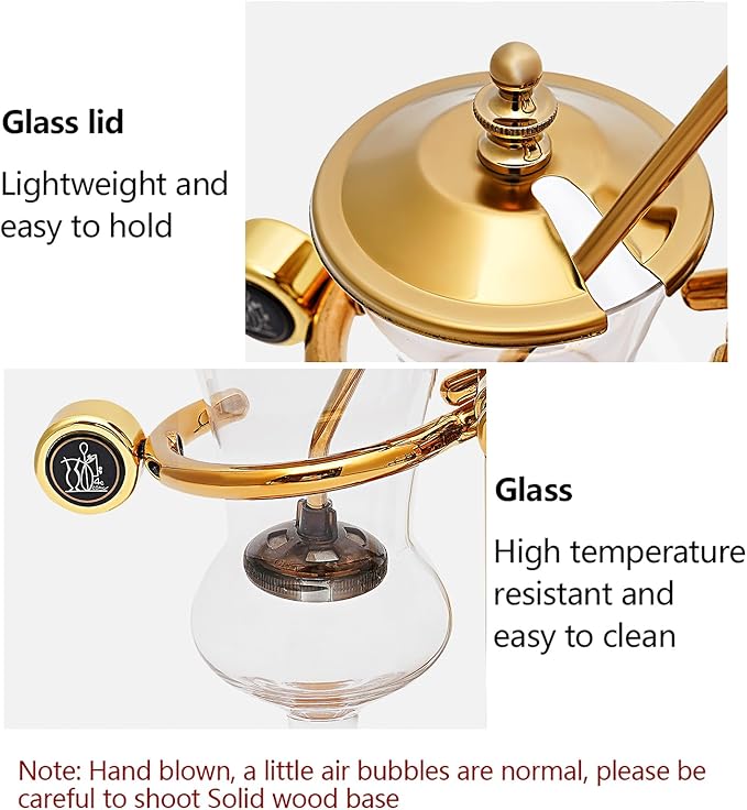Royal Family Belgian Syphon Coffee Machine Gold Retro Siphon Coffee Maker Siphon Brewer