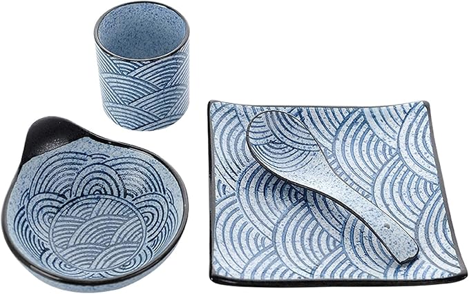 Dinnerware Sets Japanese Restaurant Tableware Tableware Hotel Supplies Simple Ceramic Dishes Creative Restaurant Countertop Four-Piece Set Household Set Bowl and Pl
