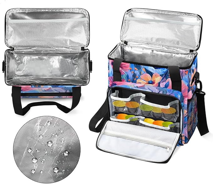 Radiant Flower Coffee Maker Carrying Bag Portable Travel Storage Tote Bag Compatible with K-Mini or K-Mini Plus Single Serve Coffee Brewer Carrying Case with Multiple Pockets &amp Shoulder Strap
