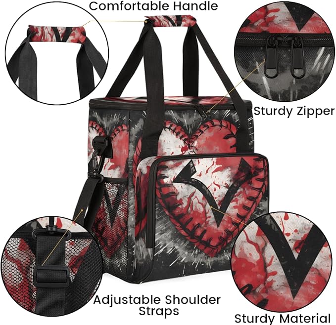 Graffiti Baseball Coffee Maker Carrying Bag Heart Baseball Travel Storage Bag Compatible with K-Mini or K-Mini Plus Single Serve Coffee Brewer Carrying Case with Multiple Pockets &amp Shoulder Stra