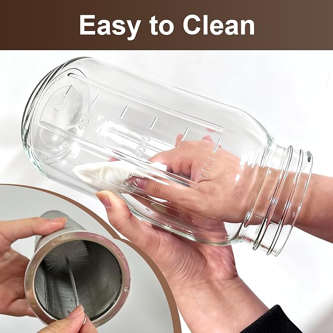 2 PCS Cold Brew Coffee Maker64 oz Mason Jar Pour Spout Lid Refillable Stainless Steel FilterNon-slip Silicone Sleeve for Glass Pitcher Homemade BeverageFor Home Baristas &amp Coffee Enthusiasts