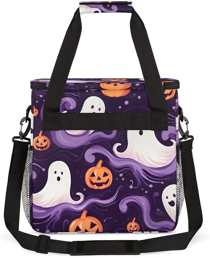 Halloween Ghosts Coffee Maker Carrying Bag Retro Ghosts Travel Storage Bag Compatible with K-Mini or K-Mini Plus Single Serve Coffee Brewer Carrying Case with Multiple Pockets &amp Shoulder Strap