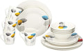 Alpina 16-Piece Ceramic Dinnerware Set - 4 People - White Yellow Blue - Floral Pattern - Microwave &amp Dishwasher Safe