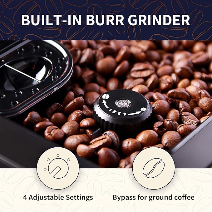 Hipresso Super Fully Automatic Espresso Coffee Machine-7 HD TFT Touchscreen with Milk Frother 19 Bar Pressure