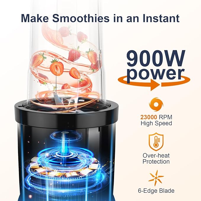 KOIOS Smoothie Blender 900W Personal Blender for Shakes and Smoothies with Temperature Control Gooseneck Electric Kettle