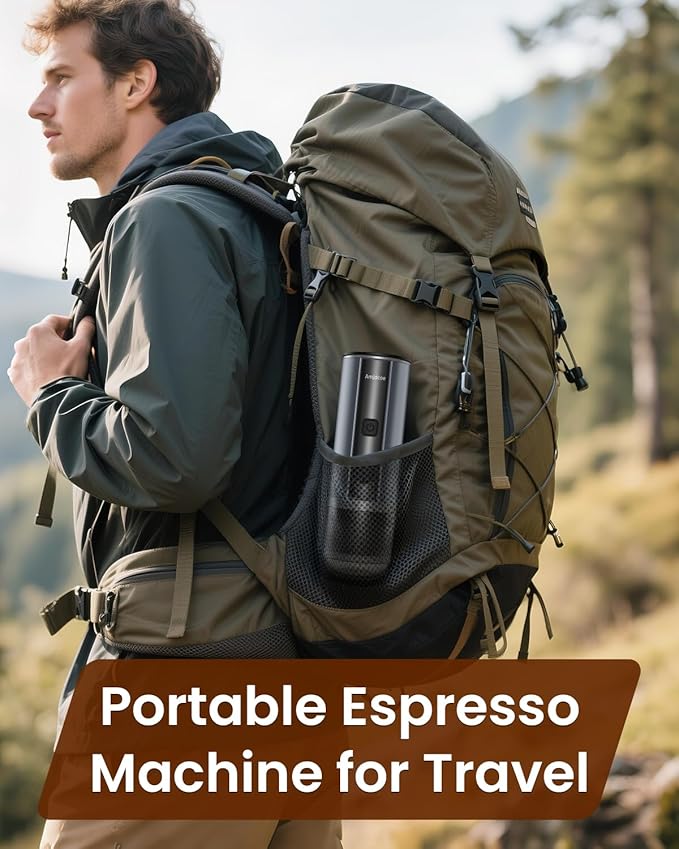 Portable Espresso Maker 20 Bar Electric Espresso Machine for Travel Camping Rechargeable USB-C Mini Coffee Maker for NS Capsule Pods and Ground Coffee Gray