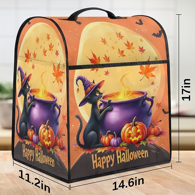cfpolar Kitchen Aid Mixer Cover Compatible with 6-8 Quarts Halloween Cat Potion Moon Pumpkin Stand Mixer Cover Kitchen Aid Mixers Accessories Appliance Organizer Bag Dust Covers with Zipper Pocket
