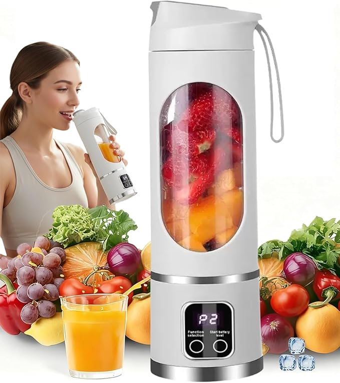 Digital Display Juicer-Smart LED Display Diet-Friendly Portable Multimode Blender Personal Electric USB 15.2 oz Portable juicer Shakes and Smoothies Blender Small Blenders Mixing (01)